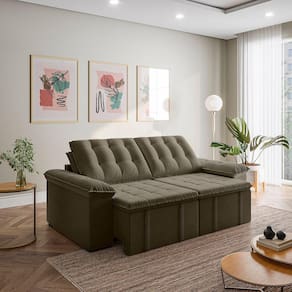 Sofá Cama Palmeira 3 Lugares Retrátil Reclinável 2,20m Veludo com Molas CabeCasa MadeiraMadeira Grafite
