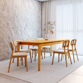 Conjunto Sala de Jantar Mesa 210cm Seiva 6 Cadeiras Liz CabeCasa MadeiraMadeira Mel