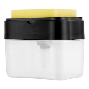 Porta Detergente Dispenser Sabão 2 Em 1 Para Pia Cozinha Preto