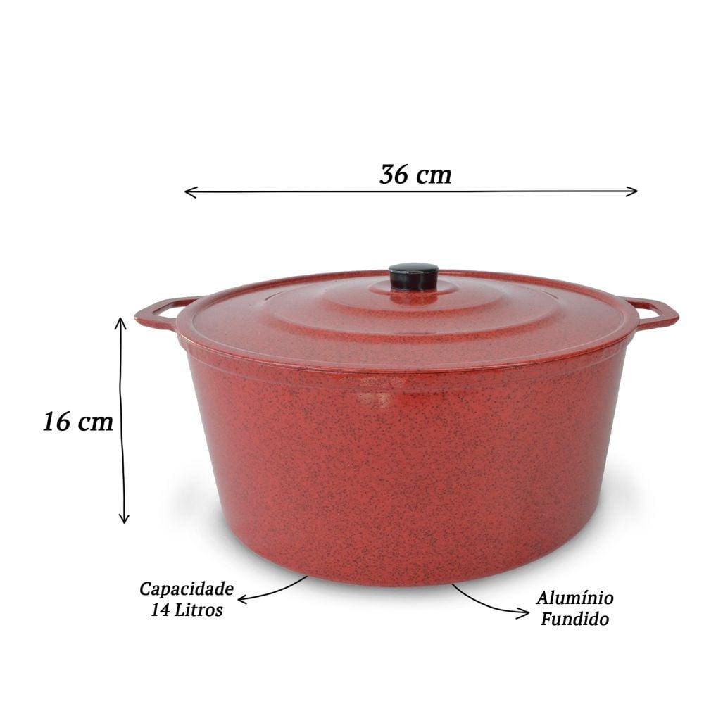 Panelão Fundido Alumínio Batido 36cm Panela Grande - Vermelho