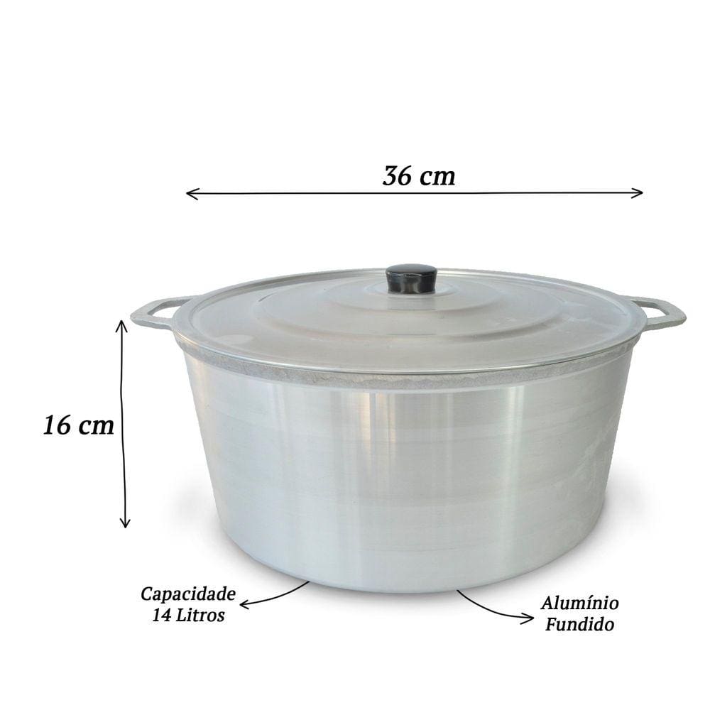Panelão Fundido Alumínio Batido 36cm Panela Grande - Polida