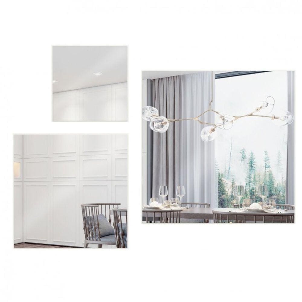 Espelhos Kit 3 Painéis Espelhados Quadrados Decorativos Basic ES14 Off White - Dalla Costa