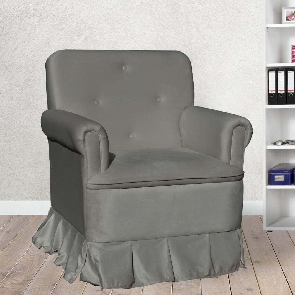 Poltrona Amamentação Laura Suede Cinza - LM DECOR