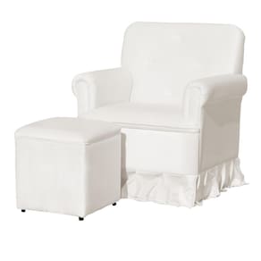 Poltrona Amamentação Com Puff Laura Suede Branco - LM DECOR