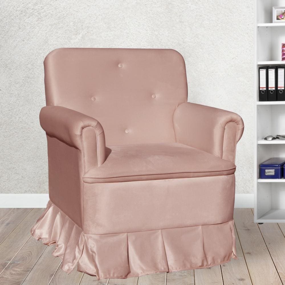 Poltrona Amamentação Laura Veludo Rosa - LM DECOR