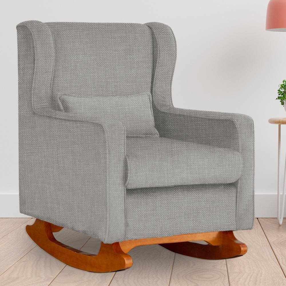 Poltrona Amamentação Balanço Aurora Linho Bege - LM DECOR