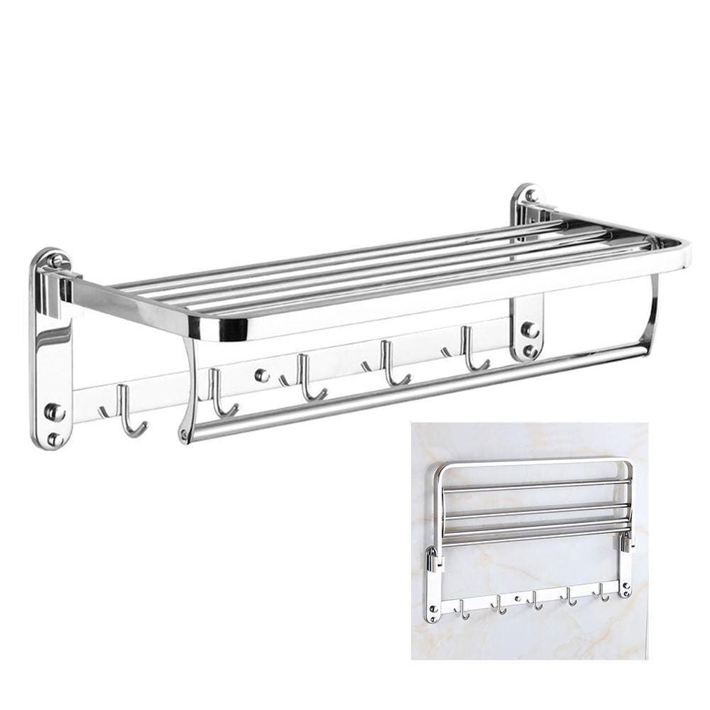 Toalheiro Varal Roupa Suporte Inox Prateleira Gancho