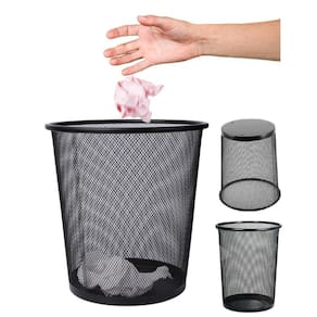 Kit 2 Lixeiras Telada De Metal Preta Cesto Lixo 10 Litros