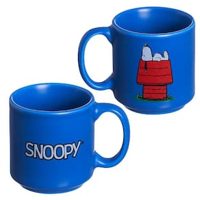 Mini Caneca Snoopy Azul Café Expresso Empilhável Cerâmica 100ML Oficial Peanuts