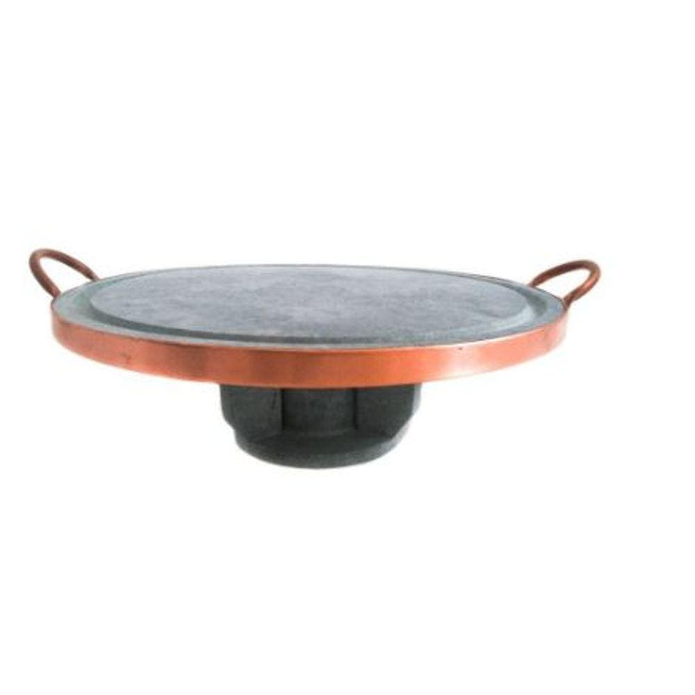 Conjunto Grelha / forma Pizza 32 cm com Rechaud em Pedra Sabão
