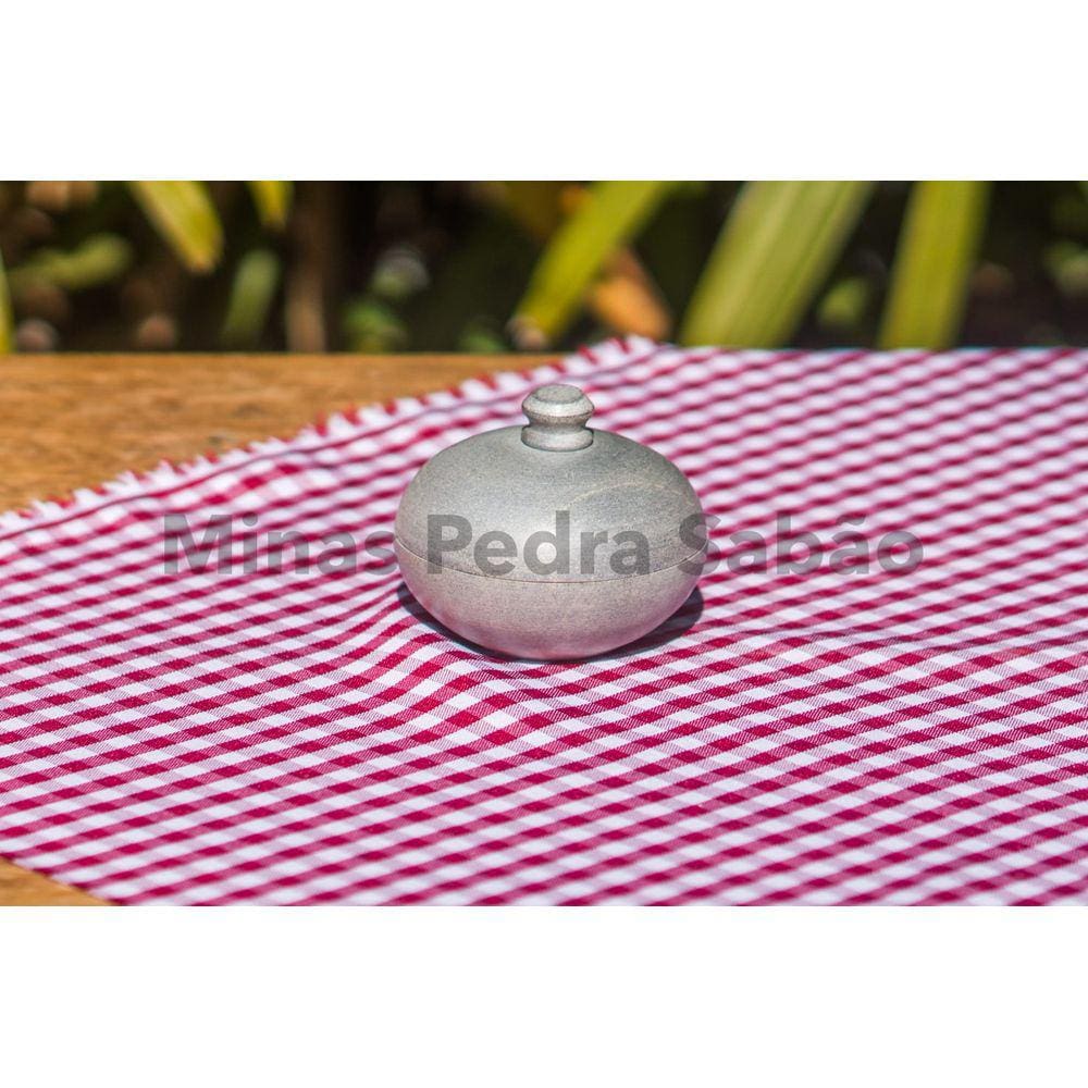 Saleiro / porta temperos bola em pedra sabão com pegador