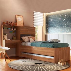 Cama Infantil Israel 2 Portas 1 Gaveta Nogal - Art In Móveis