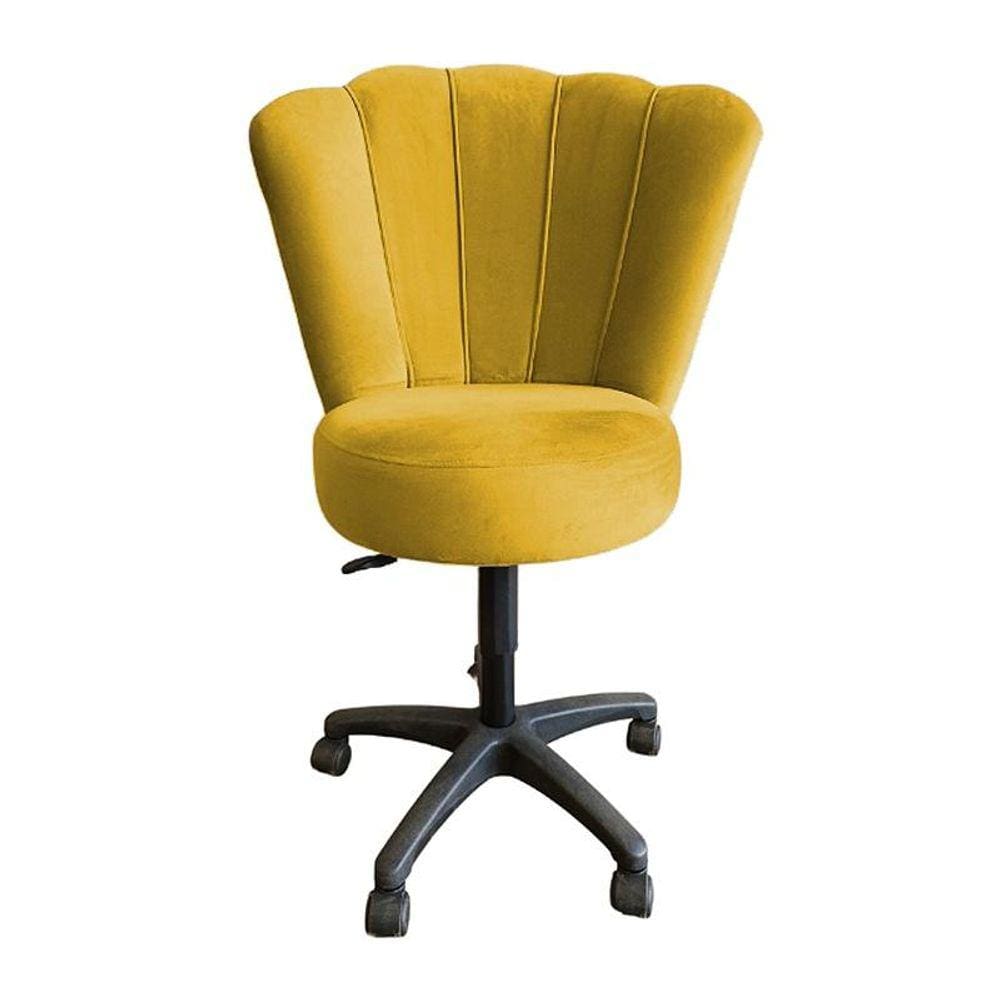 Cadeira Mocho Para Estética Escritório Veludo Mostarda - LM DECOR