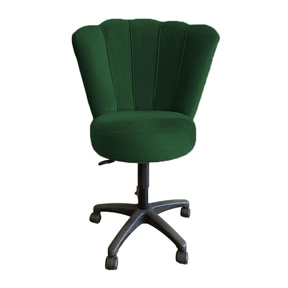 Cadeira Mocho Para Estética Escritório Veludo Verde - LM DECOR