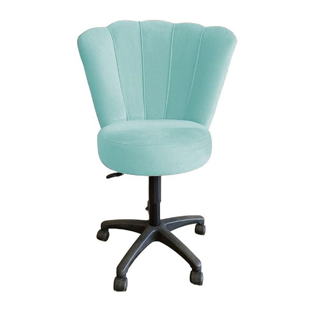 Cadeira Mocho Para Estética Escritório Veludo Azul Turquesa - LM DECOR