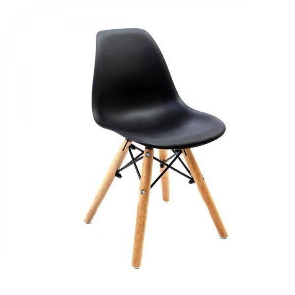 Cadeira Infantil Eames PP DSW-M Empório Preto/Madeirado