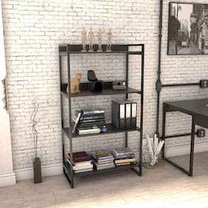 Estante Multiuso 146x80cm com 4 Prateleiras Kuadra Compace Preto Onix