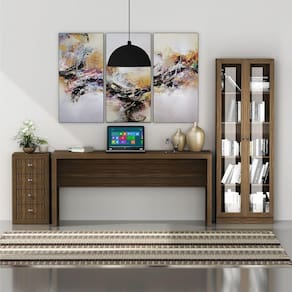 Conjunto Home Office com Mesa, Armário 2 Portas e Gaveteiro 4 Gavetas MadeiraMadeira Marrom
