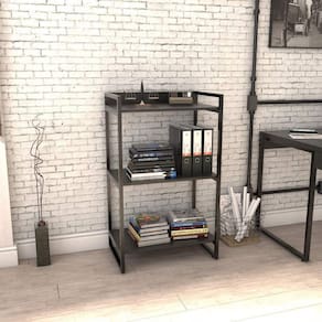 Estante Multiuso 104x60cm 3 Prateleiras Kuadra Compace Preto Onix