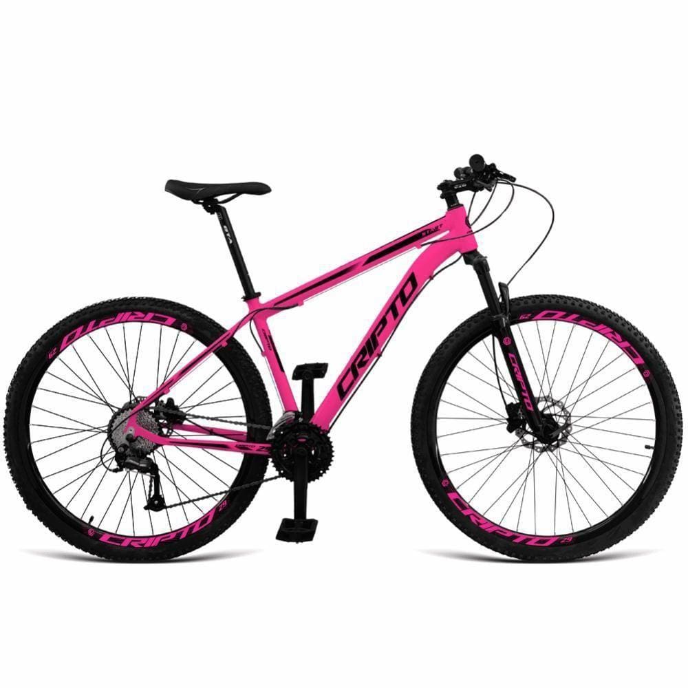 Bicicleta Aro 29 Cripto 24 Marchas Shimano E Freios A Disco - Rosa-preto - 15" Rosa-preto