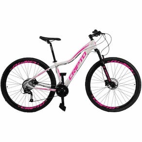 Bicicleta Aro 29 Cripto 24 Marchas Shimano E Freio A Disco - Branco-rosa - 15" Branco-rosa