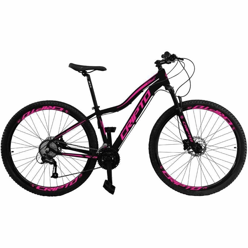 Bicicleta Aro 29 Cripto 24 Marchas Shimano Freio Hidraulico - Preto-rosa - 15" Preto-rosa