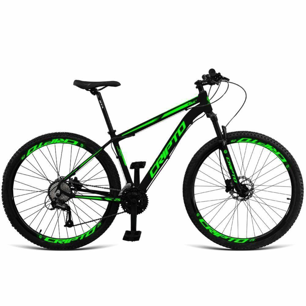 Bicicleta Aro 29 Cripto 24v Acera Freio Hidraulico Trava-k7 - Preto-verde - 19” Preto-verde