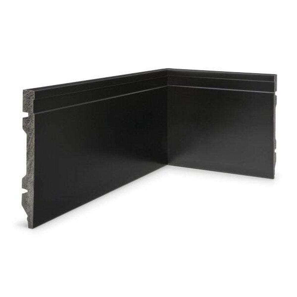 Rodapé de Poliestireno 15cm x 15mm x 2,40m Frisado NFR Rodapés Preto