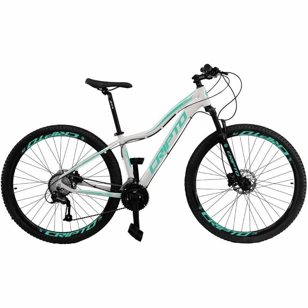Bicicleta Aro 29 Cripto 24 Marchas Shimano Freio Hidraulico - Branco-verde - 15" Branco-verde