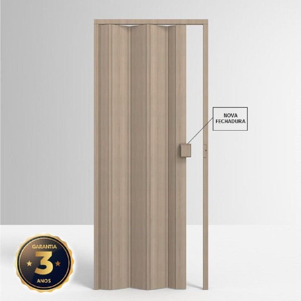Porta Sanfonada de PVC 210x97cm Permatti Bege Marmorizado