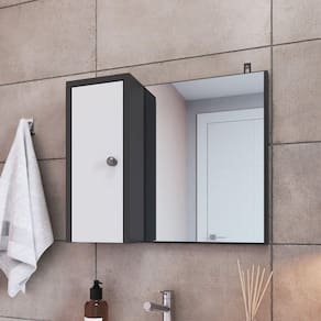 Armário Para Banheiro com 1 Porta LVA04 Versato Nova Móbile Grafite/Branco
