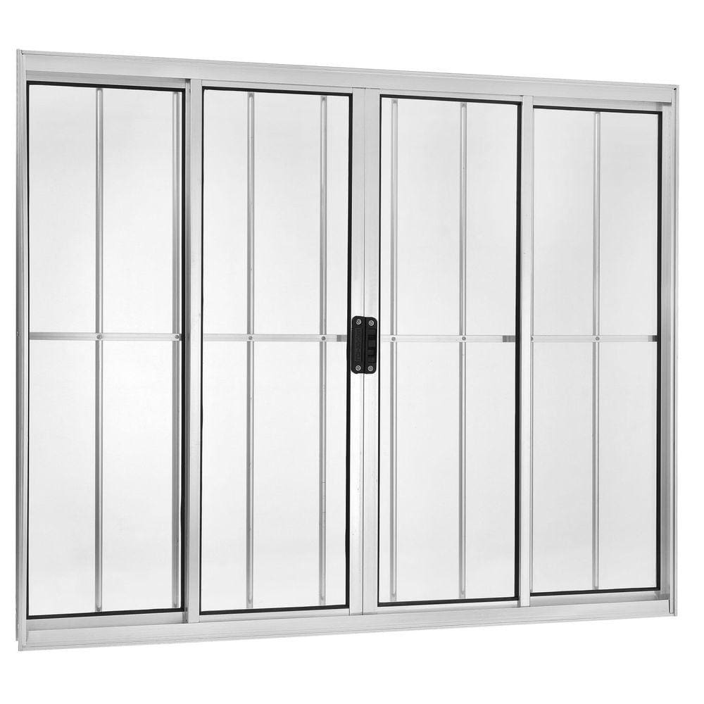 Janela de Correr 4 Folhas com Grade Central Brilhante 120x150cm Ecosul Esquadrisul