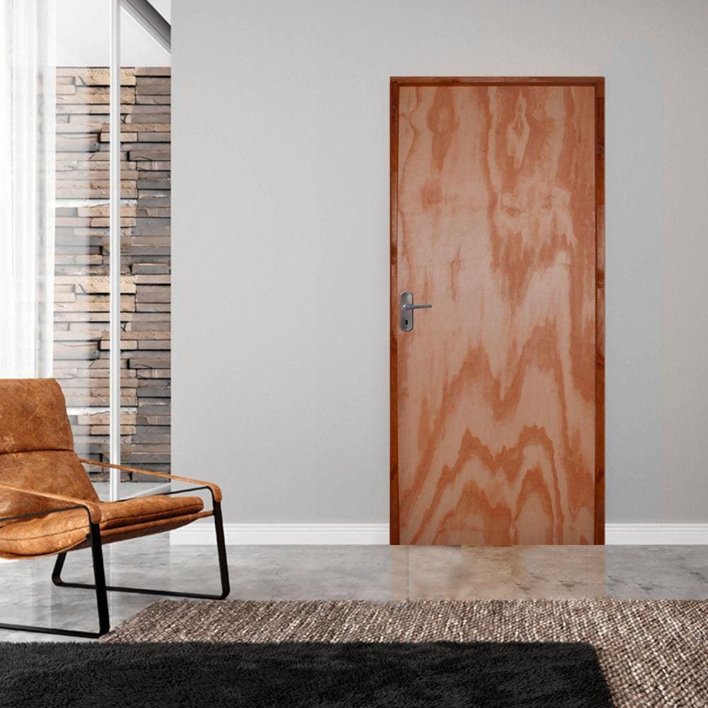 Kit Porta de Madeira 210x80cm Batente 11cm Fechadura Alavanca Rodam Mescla