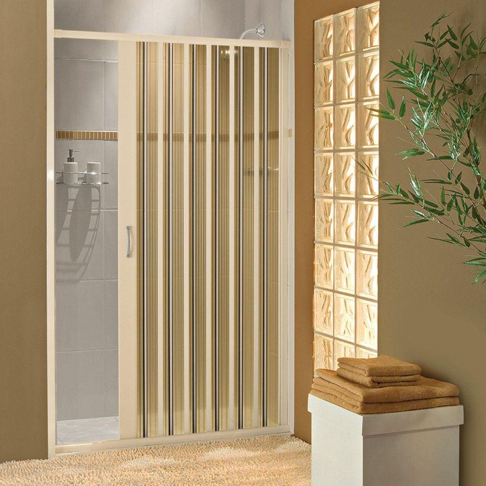 Porta Box Sanfonada para Chuveiro Pvc 70x185cm Bege