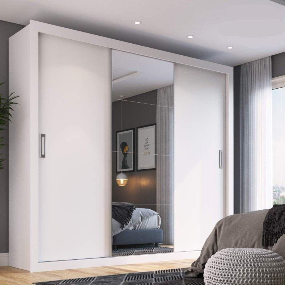Guarda-Roupa Casal com Espelho 3 Portas Fantástico Gold Espresso Móveis Branco