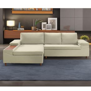 Sofá 3 Lugares com Chaise Clássico Invertido Estofart Bege