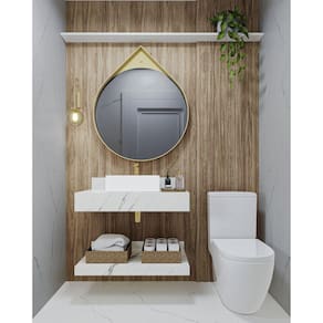 Bancada em Porcelanato 60/80/100cm Sem Cuba Darabas Agardi Branco