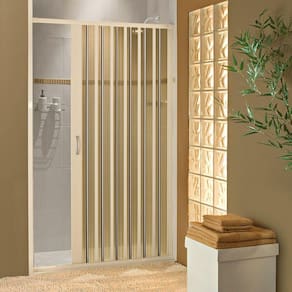 Porta Box Sanfonada para Chuveiro Pvc 130x185cm Bege