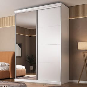Guarda Roupa Casal com Espelho 2 Portas 3 Gavetas Sevilha Branco