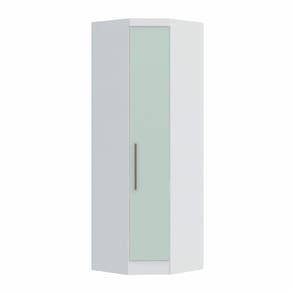 Armário Guarda Roupa de Canto Oblíquo 1 Porta Infinity Móveis Castro Branco Line/Pistache