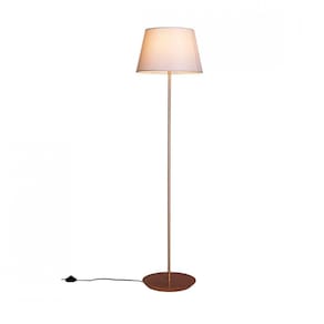 Abajur de Chão 163cm Cúpula Algodão Cru Slim Madelustre Castanho e dourado