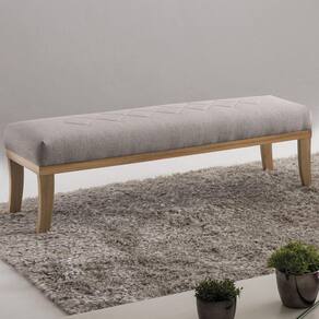 Puff para Quarto 140cm Linho Pés Marroml Theo Sofani Bege/Marroml