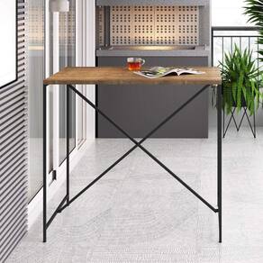 Mesa Alta Industrial Bancada Cozinha Steel Quadra Artesano Vermont Vermont/Preto