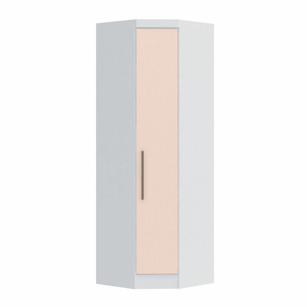 Armário Guarda Roupa de Canto Oblíquo 1 Porta Infinity Móveis Castro Branco Line/Blush Line