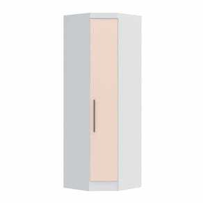 Armário Guarda Roupa de Canto Oblíquo 1 Porta Infinity Móveis Castro Branco Line/Blush Line