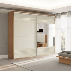 Guarda Roupa Casal 2 Portas 2 Gavetas 267cm Dalla Costa Freijó/Off White