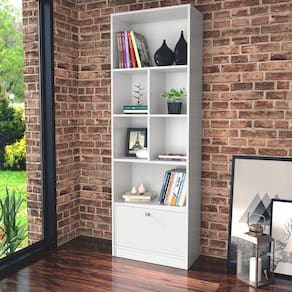 Estante para Escritório 6 Nichos 1 Porta Basculante Bali Nova Mobile Branco