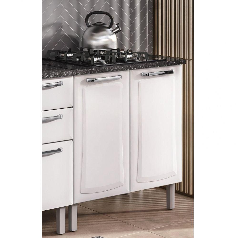 Balcão em Aço para Cooktop 4 Bocas 2 Portas ig2a-80 Tarsila Itatiaia Branco Neve