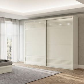 Guarda Roupa Casal 2 Portas 4 Gavetas 267cm Dalla Costa Off White Brilho