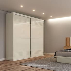 Guarda-Roupa Solteiro 2 Portas 2 Gavetas 222,8cm Dalla Costa Off White Brilho